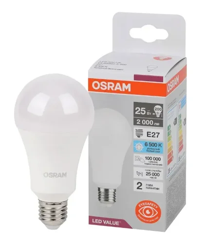 Лампа светодиодная LV 30SW/6500K (=300W) E27 | LED Value 2Y | Груша | - OSRAM. Фото