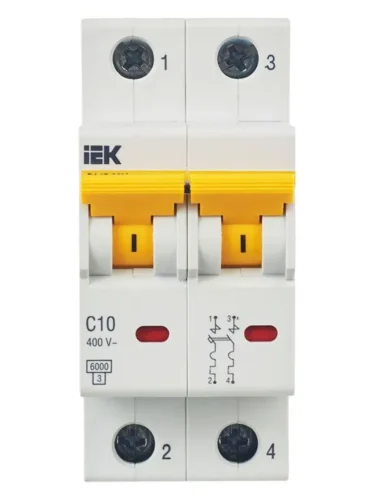 Выключатель автоматический модульный 2п C 10А 6кА ВА47-60M KARAT IEK MVA31-2-010-C - фото 2