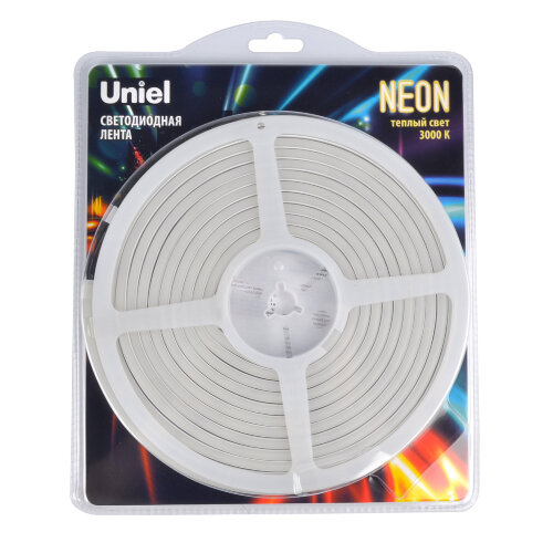 ULS-N01-2835-120LED-m-6mm-IP67-DC12V-9W-m-5M-3000K Светодиодная гибкая герметичная лента, NEON, Катушка 5м, в блистере, Теплый белый свет 3000K - фото 4