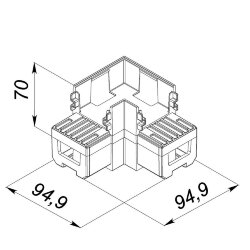 L-образный алюминиевый соединитель профиля 7050 серый