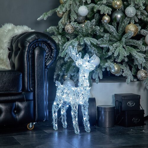 ULD-M3660-080-STA WHITE IP44 DEER-2 Фигура светодиодная каркасная Олень-2, 36х60см, 80 светодиодов, Белый свет, Провод прозрачный, TM Uniel - фото 4