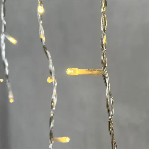 Гирлянда Бахрома 3,1 x 0,5 м Тепло-Белая 220В, 150 LED, Провод Прозрачный ПВХ, IP54. Фото 3.