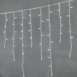 Гирлянда Бахрома 3,2 x 0,9 м Белая с Мерцанием Белого Диода 220В, 168 LED, Провод Белый Каучук, IP65