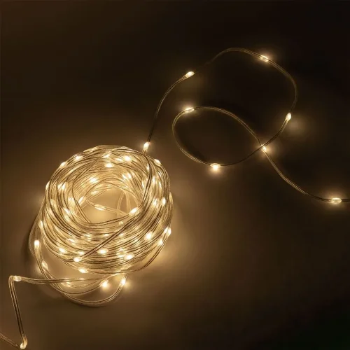 Гирлянда Роса Про 20м Тепло-Белая 24В, 200 LED, Провод Прозрачный ПВХ, IP65. Фото 3.