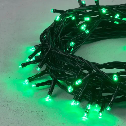 Гирлянда Нить 10м Зеленая 24В, 100 LED, Провод Черный ПВХ, IP54. Фото 2.