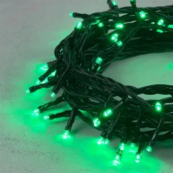 Гирлянда Нить 10м Зеленая 24В, 100 LED, Провод Черный ПВХ, IP54