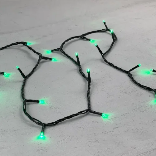 Гирлянда Нить 10м Зеленая 24В, 100 LED, Провод Черный ПВХ, IP54. Фото 3.