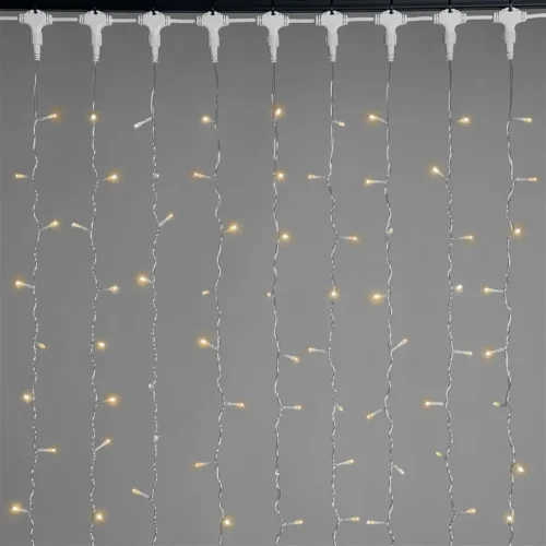 Гирлянда Занавес 2 x 2 м Желтый 220В, 400 LED, Провод Прозрачный ПВХ, IP54. Фото 1.