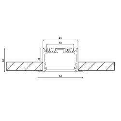 Встраиваемый алюминиевый профиль Design LED LE 6332, 2500 мм, анодированный, LE.6332-R 010358