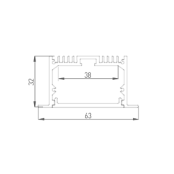 Встраиваемый алюминиевый профиль Design LED LE 6332, 2500 мм, анодированный, LE.6332-R 010358