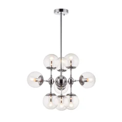 Стильные светильники Richard выполнены в современном стиле. Арматура из металла цвета «хром». Плафоны в виде сфер сделаны из прозрачного стекла. Данная серия прекрасно дополнит жилые интерьеры в стиле лофт, хай-тек или современный минимализм, а также подо