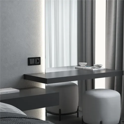 Выключатель двухклавишный проходной (графит акрил) W1122044 - фото 3