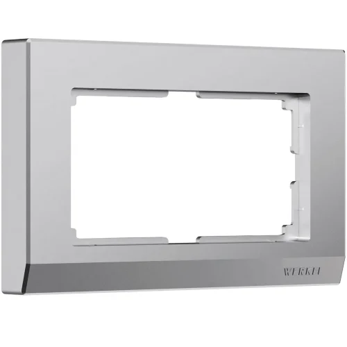 Рамка из поликарбоната для двойной розетки Stark серебряный матовый W0081865 - фото