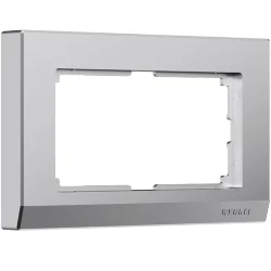 Рамка из поликарбоната для двойной розетки Stark серебряный матовый W0081865