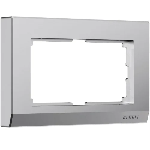 Рамка из поликарбоната для двойной розетки Stark серебряный матовый W0081865 - фото