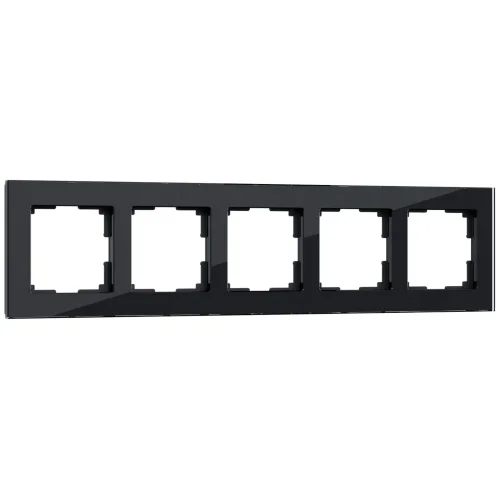 Рамка из стекла на 5 постов Favorit черный W0051108 - фото