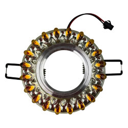 DLS-L148 GU5.3 GLASSY-GOLD Светильник декоративный встраиваемый, серия Luciole, Без лампы, цоколь GU5.3, Доп, светодиодная подсветка 3Вт, Стекло, Зеркальный-прозрачный+светло-желтый