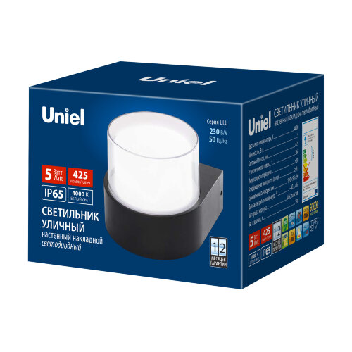 ULU-P21A-5W-4000K IP65 BLACK Светильник светодиодный уличный, Архитектурный накладной, Белый свет 4000K, Корпус черный, TM Uniel - фото 8