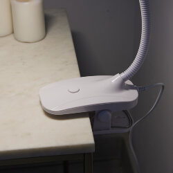 TLD-546 White-LED-350Lm-4500K Светильник настольный прищепка, 5W, Механический выключатель, Белый