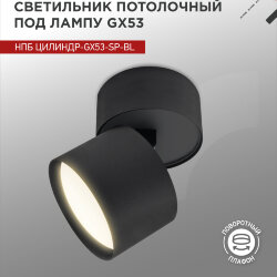 Светильник потолочный поворотный НПБ ЦИЛИНДР-GX53-SP-BL под GX53 80х80мм черный IN HOME
