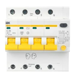 Выключатель автоматический дифференциального тока 4п C 25А 30мА тип AC 4.5кА АД-14 KARAT IEK MAD10-4-025-C-030