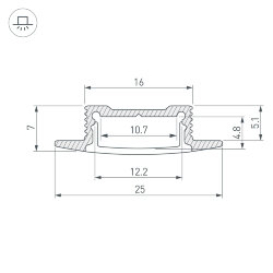 Профиль SL-SLIM-Н7-F25-2000 ANOD (Arlight, Алюминий) 023717