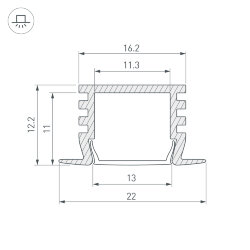 Профиль PDS-F-2000 ANOD (Arlight, Алюминий)