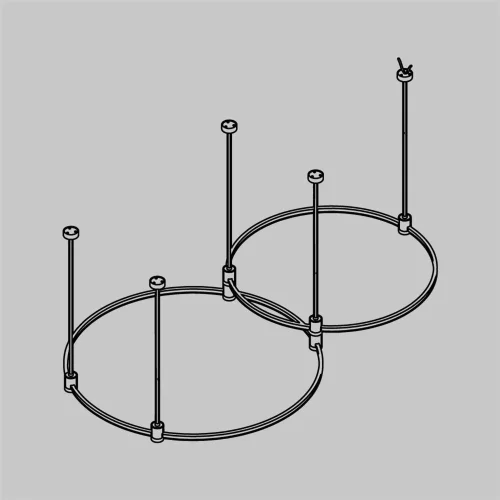 Готовая конструкция круглая двухровневая D800мм + D650мм на жестких подвесах Medium без без светильников и блока питания, черный (Черный) - фото 2