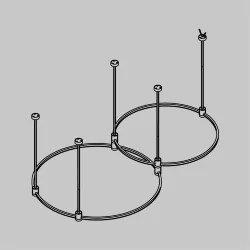 Готовая конструкция круглая двухровневая D800мм + D650мм на жестких подвесах Medium без без светильников и блока питания, черный (Черный)