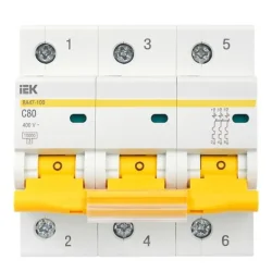 Выключатель автоматический модульный 3п C 80А 10кА ВА47-100 KARAT IEK MVA40-3-080-C