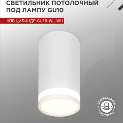 Светильник потолочный НПБ ЦИЛИНДР-GU10-WL-WH под лампу GU10 55х110мм белый IN HOME
