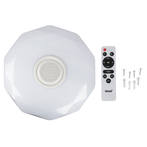 ULI-D292 70W-SW+RGB-50 VENUS O3 Cветильник светодиодный накладной с Bluetooth колонкой, Диммируемый, Пульт ДУ в-к, Теплый свет3000К-Белый свет4000К-Дневной свет6500К-RGB, 5400Лм, TM Uniel - фото 2