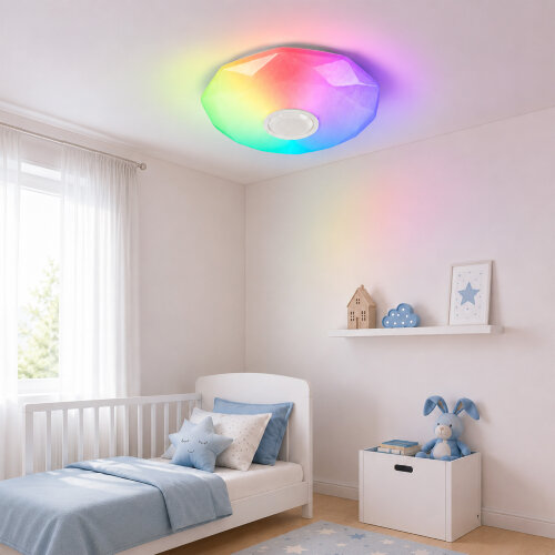 ULI-D292 70W-SW+RGB-50 VENUS O3 Cветильник светодиодный накладной с Bluetooth колонкой, Диммируемый, Пульт ДУ в-к, Теплый свет3000К-Белый свет4000К-Дневной свет6500К-RGB, 5400Лм, TM Uniel - фото 9