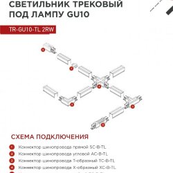 Светильник трековый TR-GU10-TL 2RW под лампу GU10 белый IN HOME
