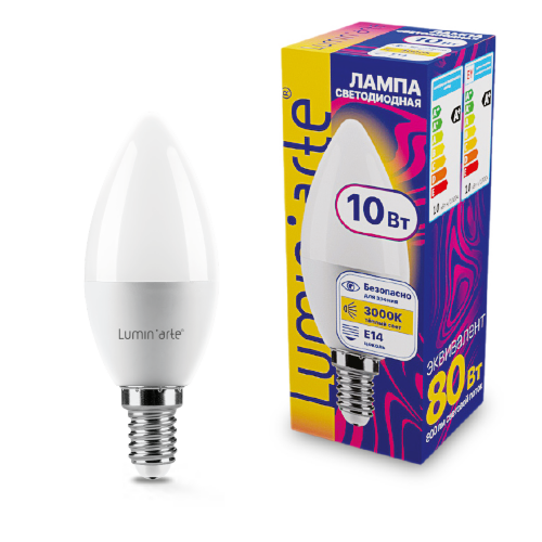Светодиодная лампа Luminarte LSTD-C37-10W3KE14 10Вт 3000K E14 - фото.