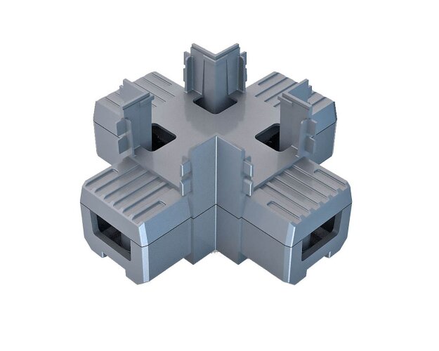 Х-образный алюминиевый соединитель профиля 7050 серый - фото