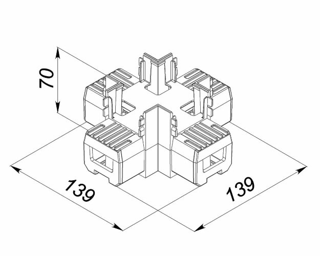 Х-образный алюминиевый соединитель профиля 7050 серый - фото 2