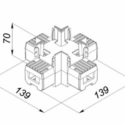 Х-образный алюминиевый соединитель профиля 7050 серый