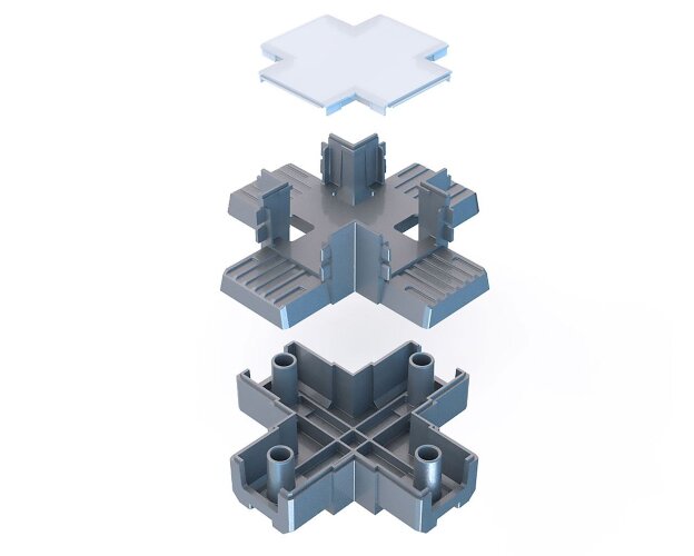 Х-образный алюминиевый соединитель профиля 7050 серый - фото 4