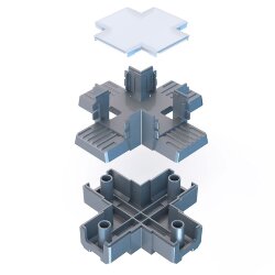 Х-образный алюминиевый соединитель профиля 7050 серый