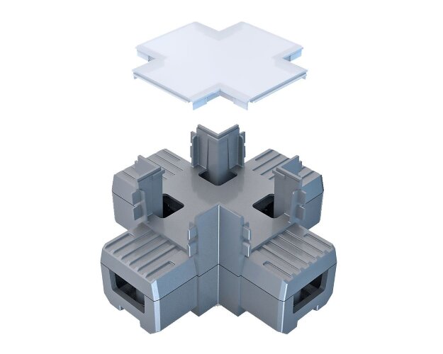 Х-образный алюминиевый соединитель профиля 7050 серый - фото 5