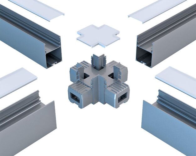 Х-образный алюминиевый соединитель профиля 7050 серый - фото 7