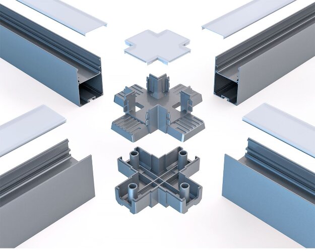 Х-образный алюминиевый соединитель профиля 7050 серый - фото 8