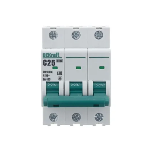 Выключатель автоматический модульный 3п C 25А 6кА ВА-103 DEKraft 12307DEK - фото 2