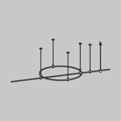 Готовая конструкция круглая + прямая двухуровневая на тросовых подвесах Hang без светильников и блока питания, платина (Платина)