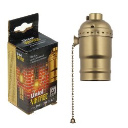 DLC-V-H01Z-E27 BRONZE Патрон декоративный, серия Vintage, Выключатель шнуровой цепочка, Материал алюминий, Цвет бронза.