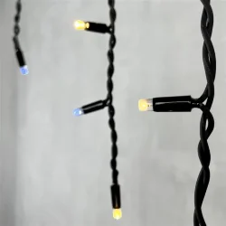 Гирлянда Бахрома 3,1 x 0,5 м Тепло-Белая с Мерцанием Белого Диода 220В, 120 LED, Провод Черный Каучук, IP65