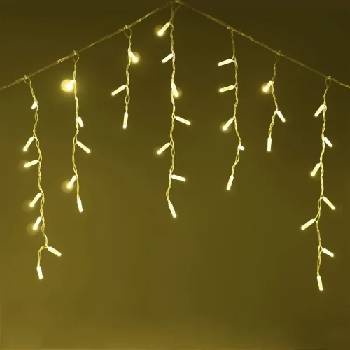 Гирлянда Бахрома с Колпачком 3,1 x 0,5 м Шампань, 120 LED, Провод Прозрачный ПВХ, IP65. Фото 3.