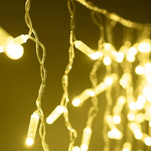 Гирлянда Бахрома с Колпачком 3,1 x 0,5 м Шампань, 120 LED, Провод Прозрачный ПВХ, IP65. Фото 4.