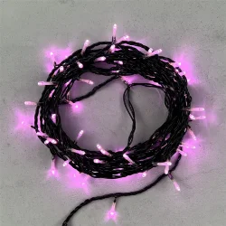 Гирлянда Нить 10м Розовая 24В, 100 LED, Провод Черный ПВХ, IP54